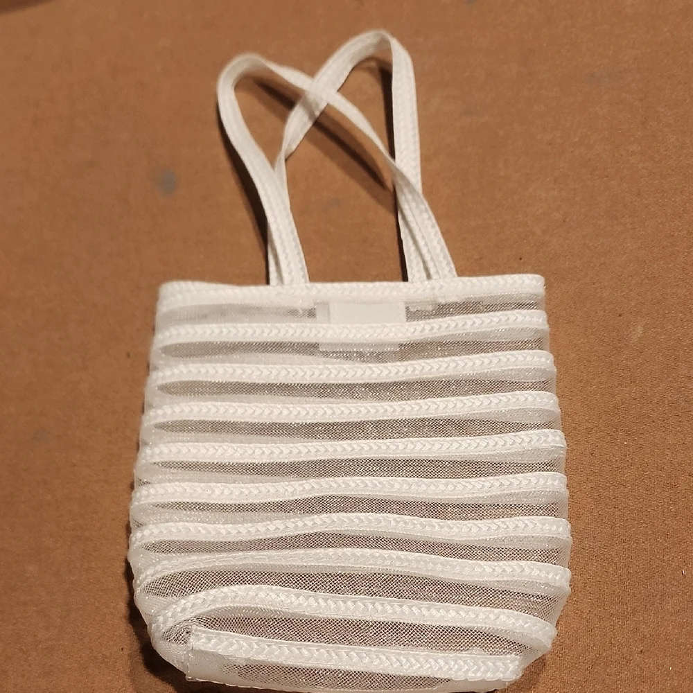 White Striped Party Hat and Bag Set